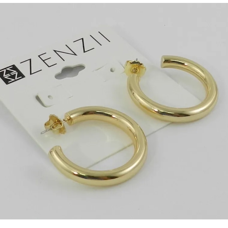 Nwt Zenzii Earrings- “All That Matters” Classic Gold Tone Hoops